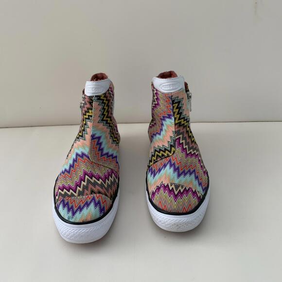 RARE! MISSONI CONVERSE HIGH TOP WOMENS SIZE 7.5 -8 Sneakers SIDE ZIP Excellent - Picture 4 of 9
